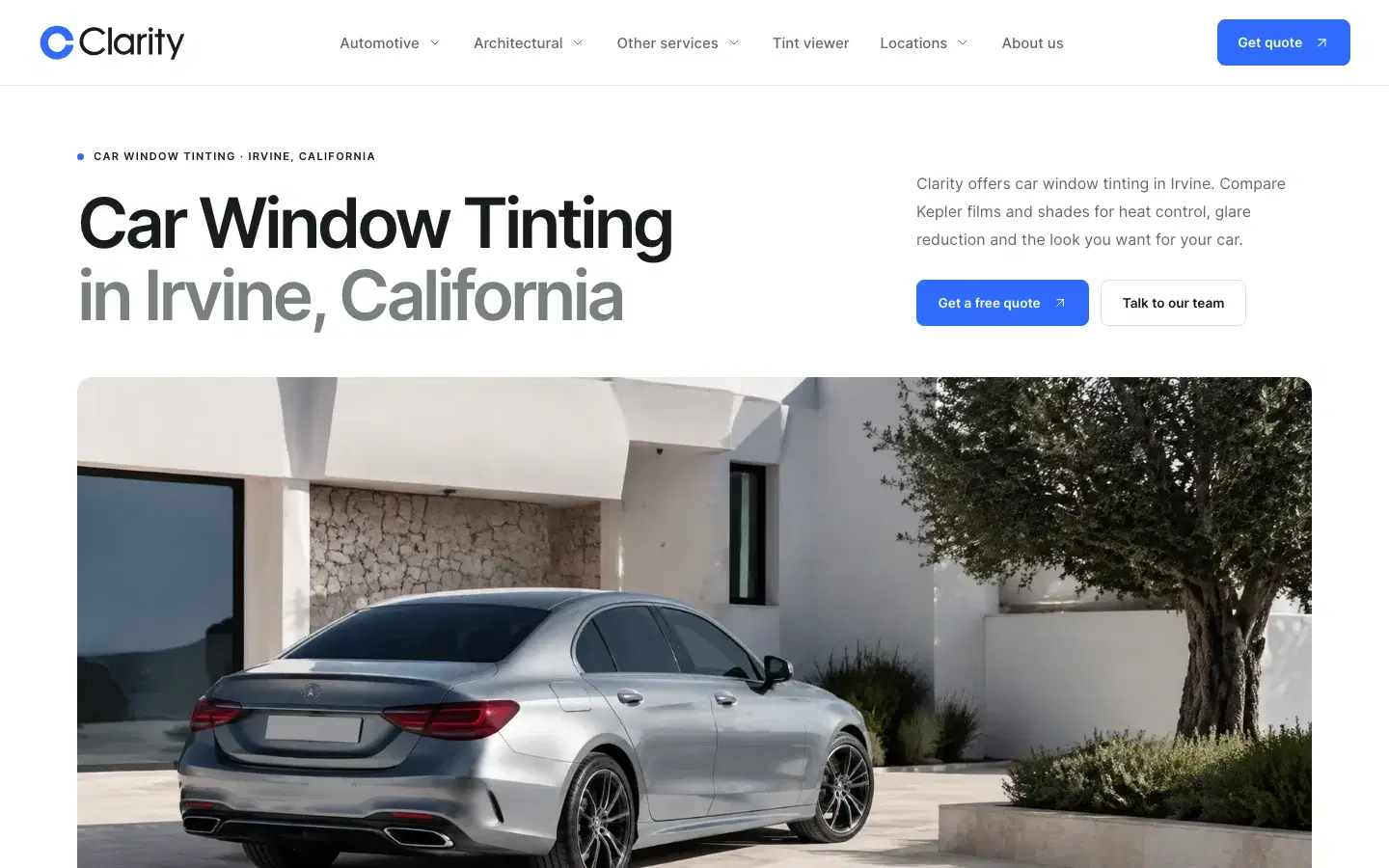 Current Clarity automotive window tinting service page