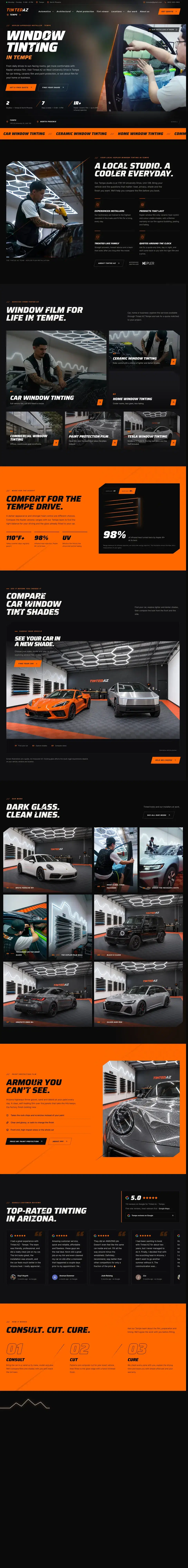 Tinted AZ home page, top to bottom