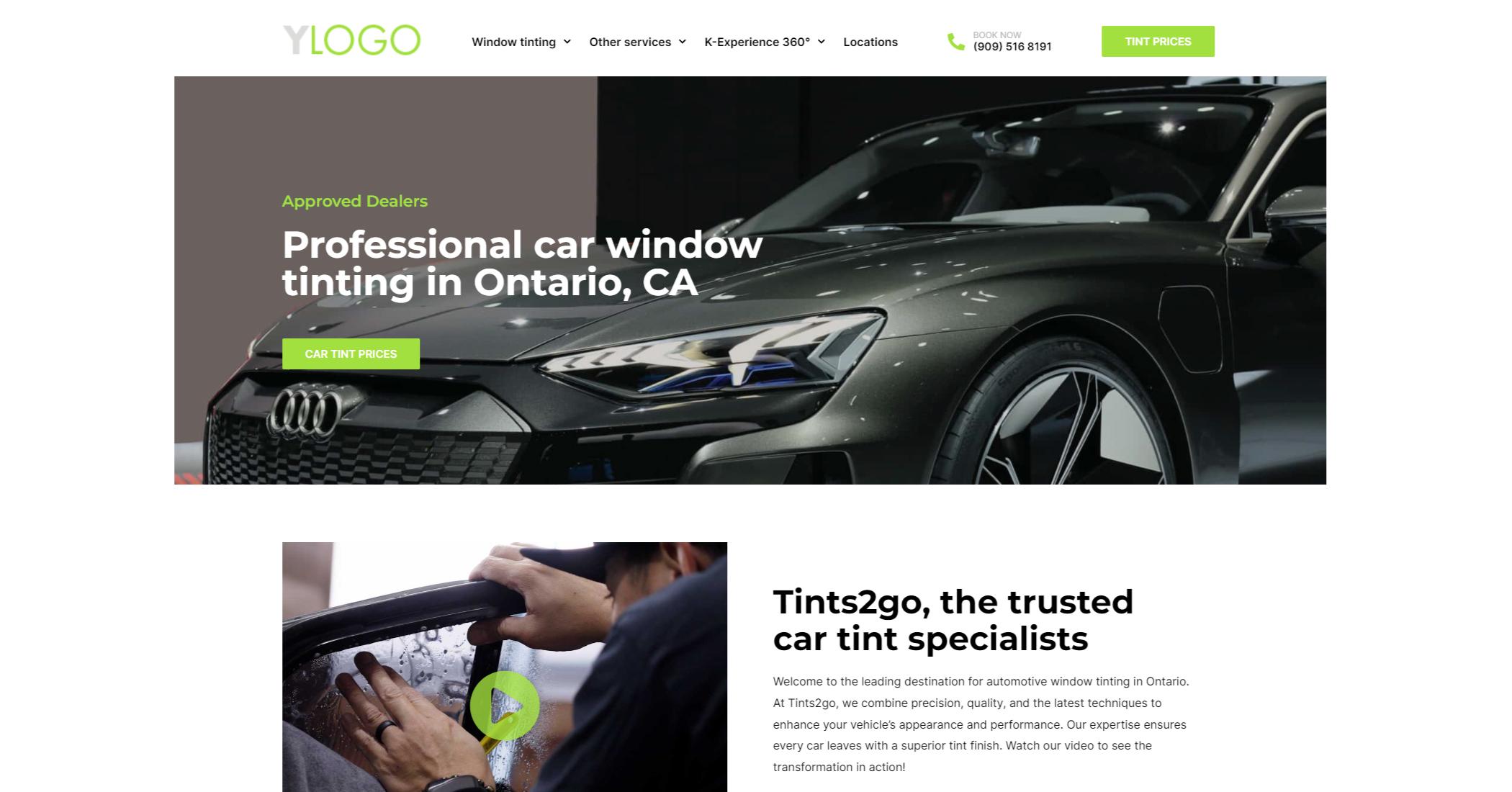 Tinting website template screen two