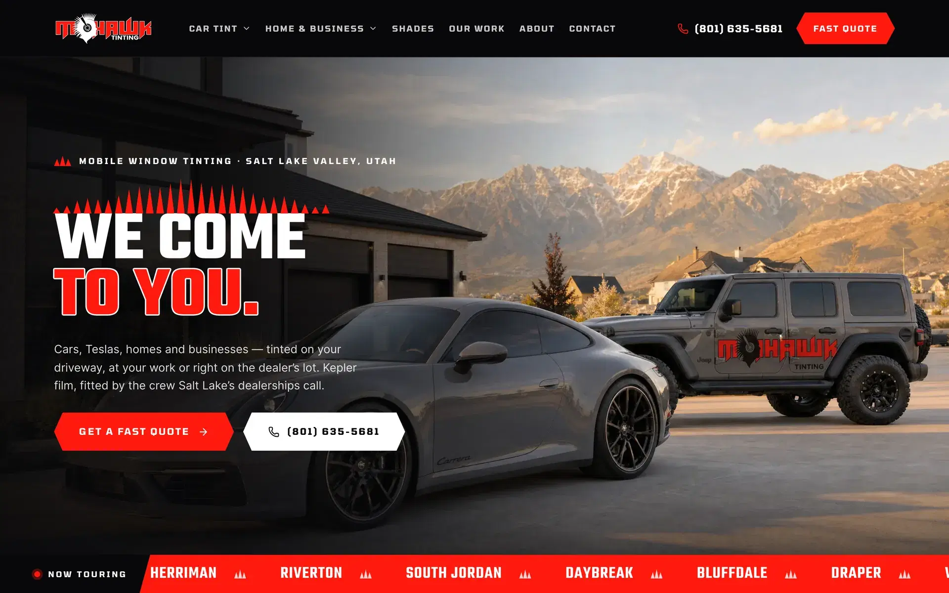 Mohawk Tinting's custom build website